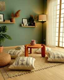 Solid Walnut Wood Low Coffee Table Modern Plant Stand - Japandi Style - thumbnail 1