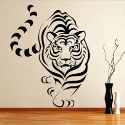 White Tiger Walking - Wall Decal Decor Graphic Sticker Wild World Mammal Animal Vinyl S020