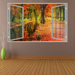 Autumn Forest Trees Nature Wall Decal Sticker Mural Poster Print Art Home Office Decor Hm2 - thumbnail 2