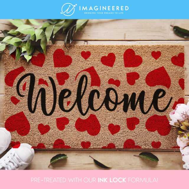 Valentines Gift Doormat - Housewarming Love Heart Welcome Couples Wedding - image 1