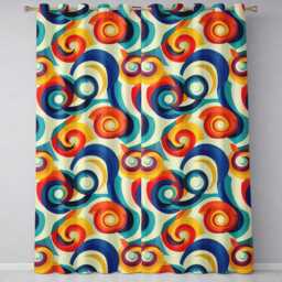 Abstract Circular Swirl Rings Colorful Seamless Pattern Readymade Eyelet Ring Top Thermal 100% Blackout Curtains - thumbnail 2