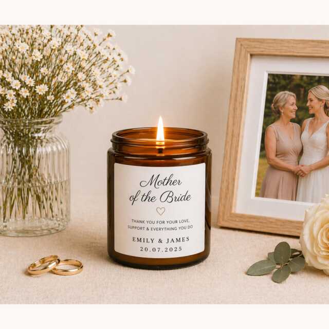 Personalised Mother Of The Bride Candle, Wedding Gift, Custom Name Date Soy Wax Keepsake - image 1