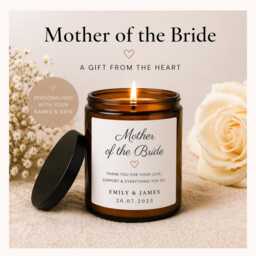 Personalised Mother Of The Bride Candle, Wedding Gift, Custom Name Date Soy Wax Keepsake - thumbnail 3