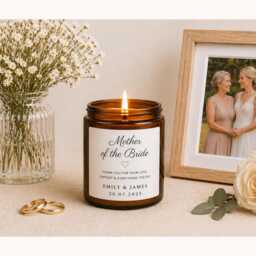 Personalised Mother Of The Bride Candle, Wedding Gift, Custom Name Date Soy Wax Keepsake