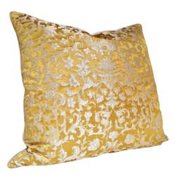 Gold Silk Jacquard Rubelli Fabric Throw Lumbar Pillow Cushion Cover Les Indes Galantes Pattern - Handmade in Italy - thumbnail 2