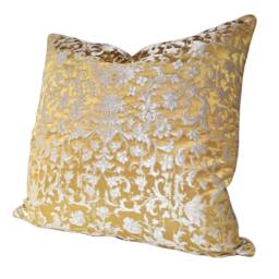 Gold Silk Jacquard Rubelli Fabric Throw Lumbar Pillow Cushion Cover Les Indes Galantes Pattern - Handmade in Italy - thumbnail 3