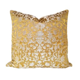 Gold Silk Jacquard Rubelli Fabric Throw Lumbar Pillow Cushion Cover Les Indes Galantes Pattern - Handmade in Italy