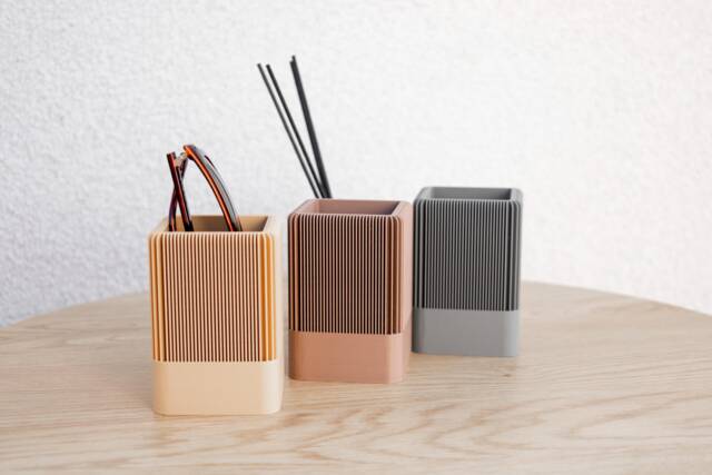 Modern Ribbed Square Organizer in Earthy Tones - Minimalist Desk, Vanity, Or Home Storage Solution, Office Design Decor - image 1
