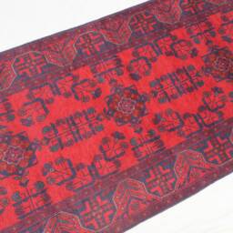 Red 13 Ft Runner Rug Afghan Vintage Rug, Bukhara Design Khal Muhammadi Handmade High Pile Wool Turkmen Tribal Rug 85x400 cm 3x10 - thumbnail 3