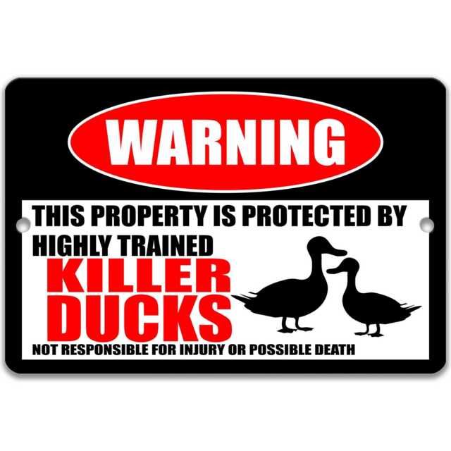 Killer Ducks Warning Sign, Funny Farm Metal Decor, Farmhouse Wall Art - image 1