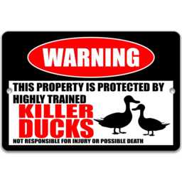 Killer Ducks Warning Sign, Funny Farm Metal Decor, Farmhouse Wall Art
