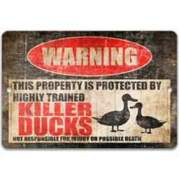 Killer Ducks Warning Sign, Funny Farm Metal Decor, Farmhouse Wall Art - thumbnail 2