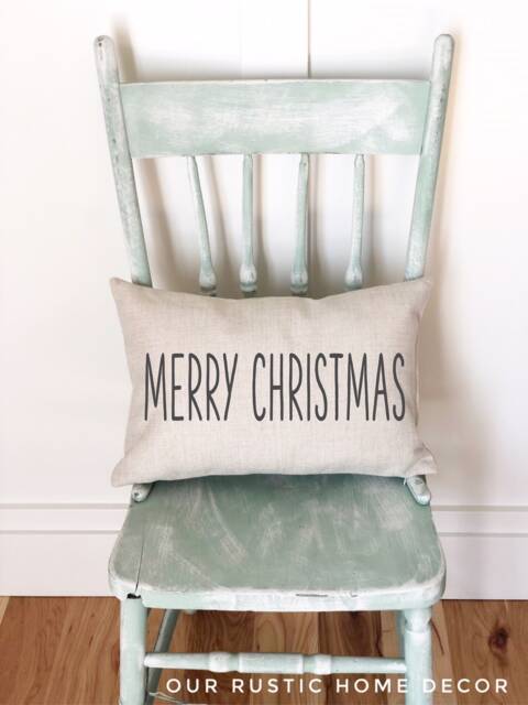 Merry Christmas Linen Pillow Cover Rustic Farmhouse Decor - image 1