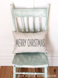 Merry Christmas Linen Pillow Cover Rustic Farmhouse Decor - thumbnail 1
