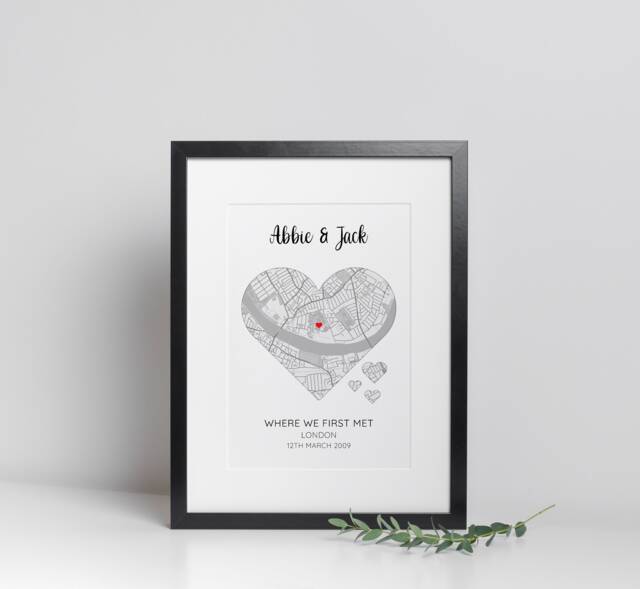 Personalised Where We First Met Print, Professional Fine Art Archival Paper, Wedding Anniversary Gift - image 1