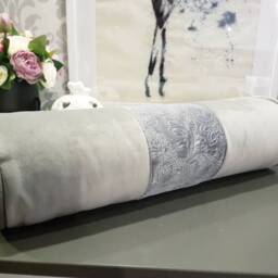 Grey Decorative Velvet Bolster Pillow// Handmade Cushion// Decorative Grey Luxury Pillow // - thumbnail 3