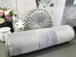 Grey Decorative Velvet Bolster Pillow// Handmade Cushion// Decorative Grey Luxury Pillow // - thumbnail 1