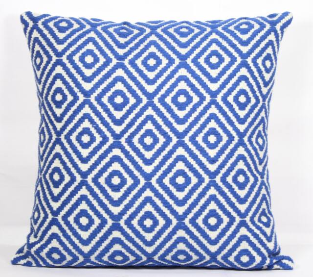 Royal Blue Throw Pillow Cover Boho Decor, Jacquard Cotton - image 1