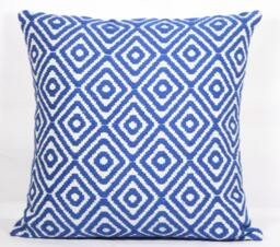 Royal Blue Throw Pillow Cover Boho Decor, Jacquard Cotton - thumbnail 1
