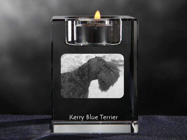 Kerry Blue Terrier, Crystal Candlestick With Dog, Souvenir, Decoration, Limited Edition, Collection - image 1