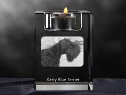 Kerry Blue Terrier, Crystal Candlestick With Dog, Souvenir, Decoration, Limited Edition, Collection - thumbnail 1