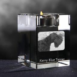 Kerry Blue Terrier, Crystal Candlestick With Dog, Souvenir, Decoration, Limited Edition, Collection - thumbnail 2