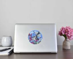Fantail in Harakeke Tiny Dot Wall Decal By Ira Mitchell
