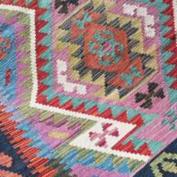 Multicolour Kilim Rug, Handmade Artisan Afghan Turkish Persian Navajo Scandinavian Bohemian Flatweave Natural Wool Rug 150x104 cm - thumbnail 4