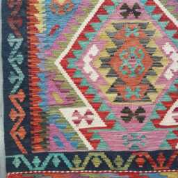 Multicolour Kilim Rug, Handmade Artisan Afghan Turkish Persian Navajo Scandinavian Bohemian Flatweave Natural Wool Rug 150x104 cm - thumbnail 2