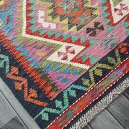 Multicolour Kilim Rug, Handmade Artisan Afghan Turkish Persian Navajo Scandinavian Bohemian Flatweave Natural Wool Rug 150x104 cm - thumbnail 3
