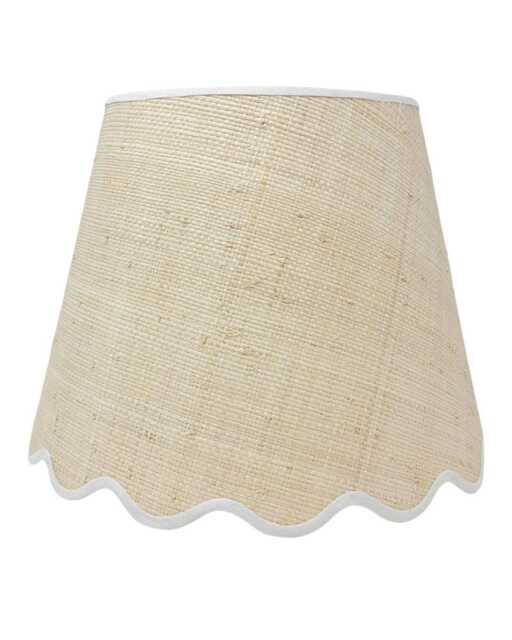 Scallop Lampshade - Raffia Tapered Natural Scalloped Edges Trim Colours Clip On, Lamp Or Pendant Light - image 1