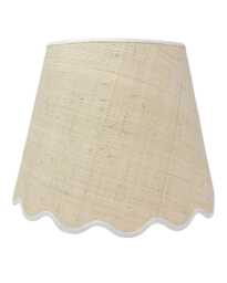 Scallop Lampshade - Raffia Tapered Natural Scalloped Edges Trim Colours Clip On, Lamp Or Pendant Light - thumbnail 1
