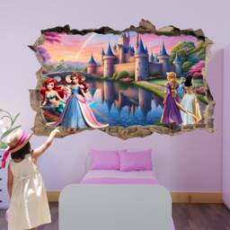 Castle Princess Characters Wall Sticker Decal Mural Poster Room Nursery Bedroom Decor 1202 - thumbnail 2