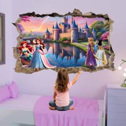 Castle Princess Characters Wall Sticker Decal Mural Poster Room Nursery Bedroom Decor 1202 - thumbnail 3