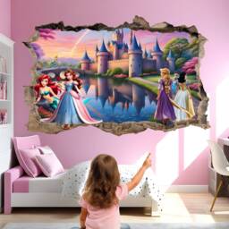 Castle Princess Characters Wall Sticker Decal Mural Poster Room Nursery Bedroom Decor 1202