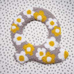 Yellow, White & Grey Custom Letter Nursery Wall Hanging With Daisy Flowers - thumbnail 3