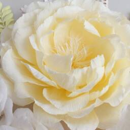 Set Of Large Paper Flowers in White Yellow & Orange For Nursery Wall Decor, Girl's Room Decoration - thumbnail 3