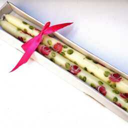 Hand Painted Rose Taper Candles Romantic Victorian Decor, Set Of 2 - thumbnail 4