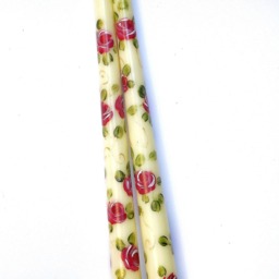 Hand Painted Rose Taper Candles Romantic Victorian Decor, Set Of 2 - thumbnail 3