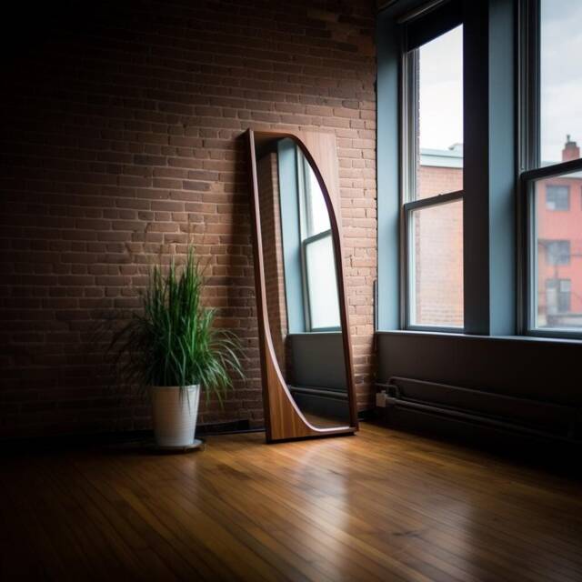 Asymmetrical Solid Wood Mirror - Organic Wall Frame Rustic Bathroom & Living Room Decor Wabi Sabi Style Full-Length Mirror - image 1
