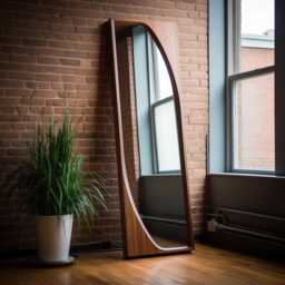 Asymmetrical Solid Wood Mirror - Organic Wall Frame Rustic Bathroom & Living Room Decor Wabi Sabi Style Full-Length Mirror - thumbnail 2