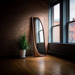 Asymmetrical Solid Wood Mirror - Organic Wall Frame Rustic Bathroom & Living Room Decor Wabi Sabi Style Full-Length Mirror