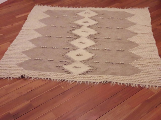 Handwoven Wool Rug Dark Beige Bohemian Area Rug - image 1