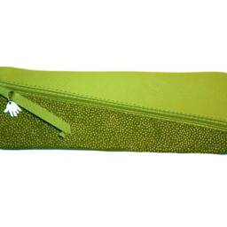 Green Gold Diagonal Pencil Case Leather & Fabric Leather Green Gold - thumbnail 4