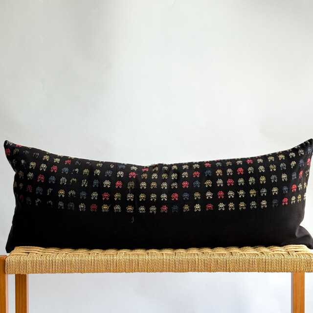 Vintage Hmong Hemp Pillow Handwoven Tribal Textile, Navy Batik - image 1