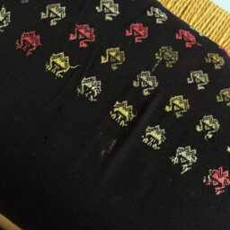 Vintage Hmong Hemp Pillow Handwoven Tribal Textile, Navy Batik - thumbnail 3