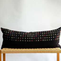 Vintage Hmong Hemp Pillow Handwoven Tribal Textile, Navy Batik - thumbnail 1