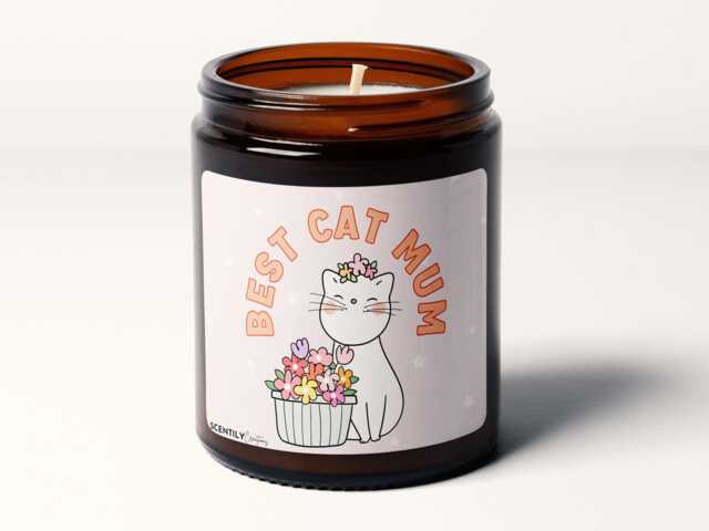 Best Cat Mum Mom Personalised Message Soy Wax Candle - image 1