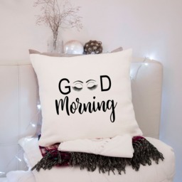 Good Morning ~ Eyelashes Cushion Pillow Including Infill Natural Or Black - thumbnail 1