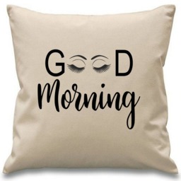 Good Morning ~ Eyelashes Cushion Pillow Including Infill Natural Or Black - thumbnail 2